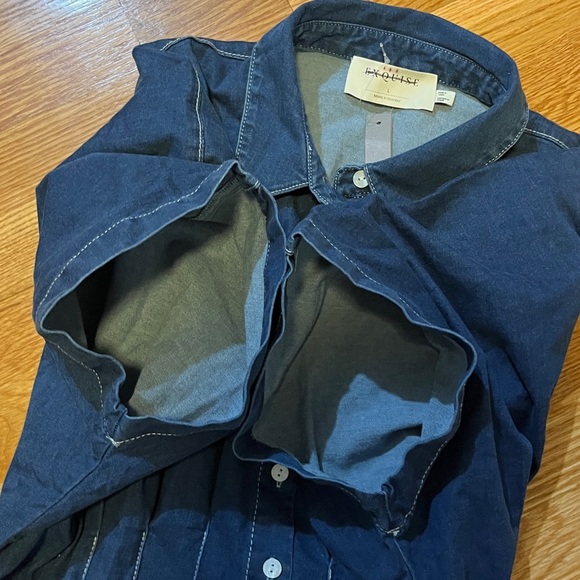 Anthropologie x Exquise The Tobie Button-Front Pleated Shirt Dress Denim L NWT - Picture 13 of 15